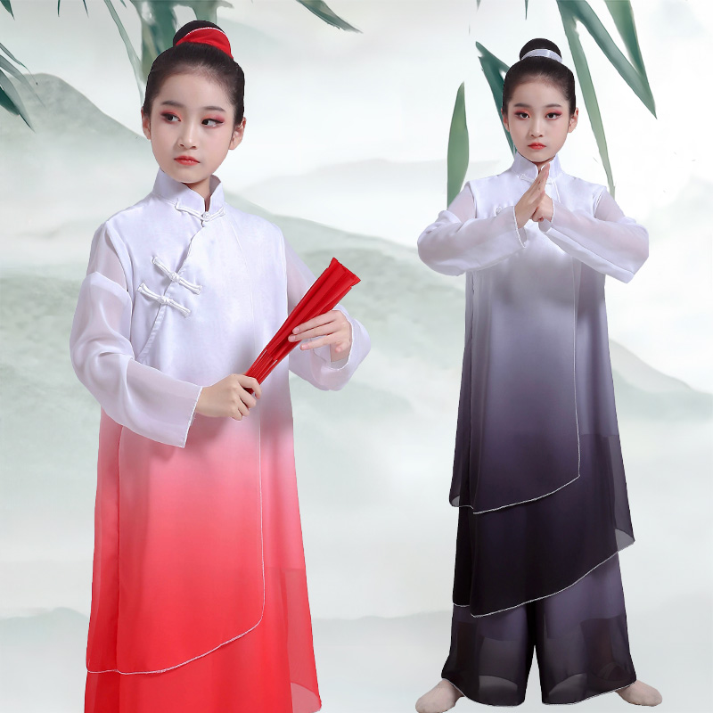 新款古典舞蹈服男女儿童中国风太极舞剑舞蹈服民族风练功服扇子舞