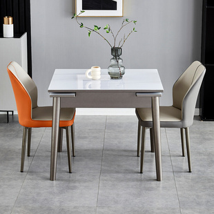 可伸缩折叠玉晶石餐桌椅组合小户型现代简约轻奢餐桌家用实木饭桌