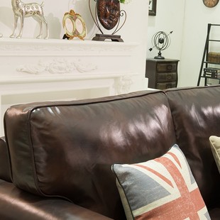真皮沙发复古美式皮艺沙发转角组合欧式大小户型L型客厅沙发组合