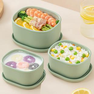 日本硅胶饭盒食品级密封餐盒套装轻便可微波炉加热上班族便当盒子
