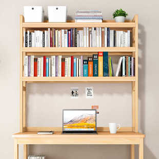 木质电脑书架桌面书桌收纳置物架桌上小书架多层加高简易省空间