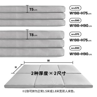 CASTLE GARDEN透气可脱卸高弹三节地垫可收纳榻榻米床垫 3色2尺寸