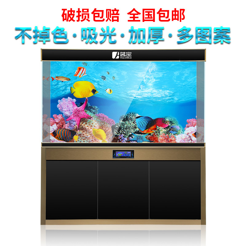 鱼缸背景纸画高清图3立体鱼缸壁纸背景画双面水族箱装饰鱼缸贴纸