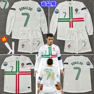 葡萄牙球衣2012欧洲杯客场7号C罗长袖足球服国家队12复古经典套装