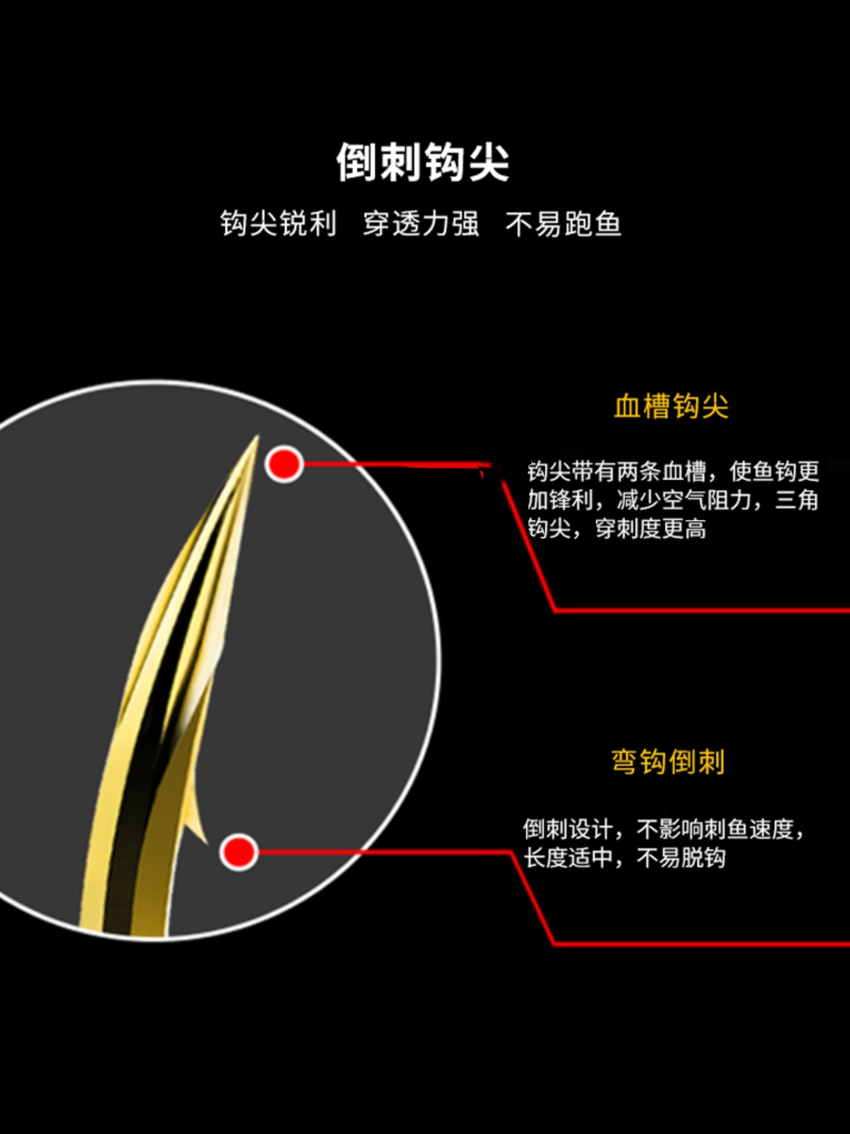 猛龙过江双槽血槽伊势尼鱼钩线槽有倒刺鲫鱼钓钩垂钓用品渔具大全