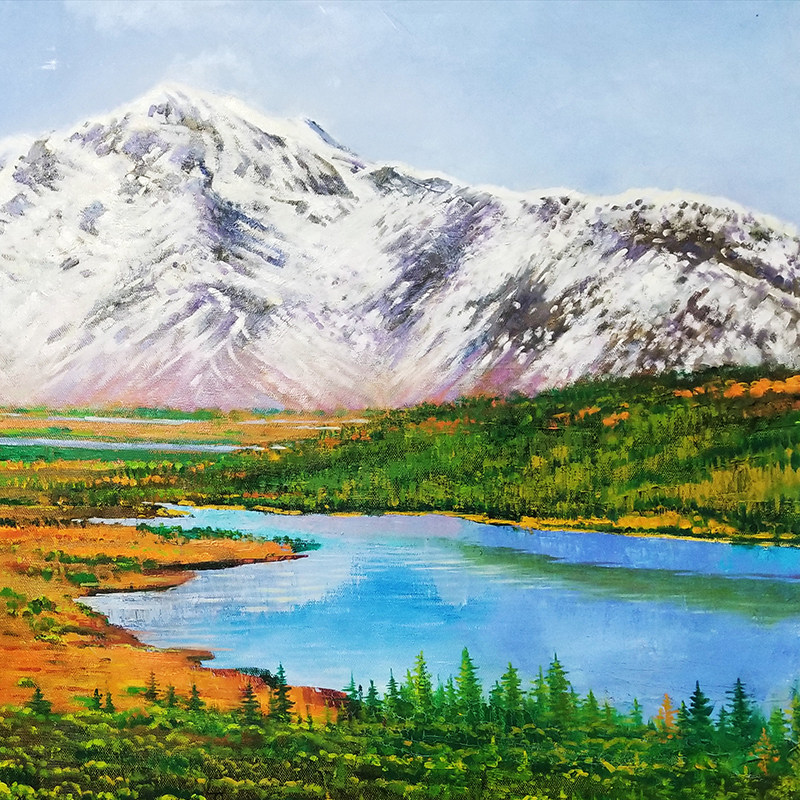 (朝鲜)金光植《远望白头山》平壤美术大学 小芃画廊