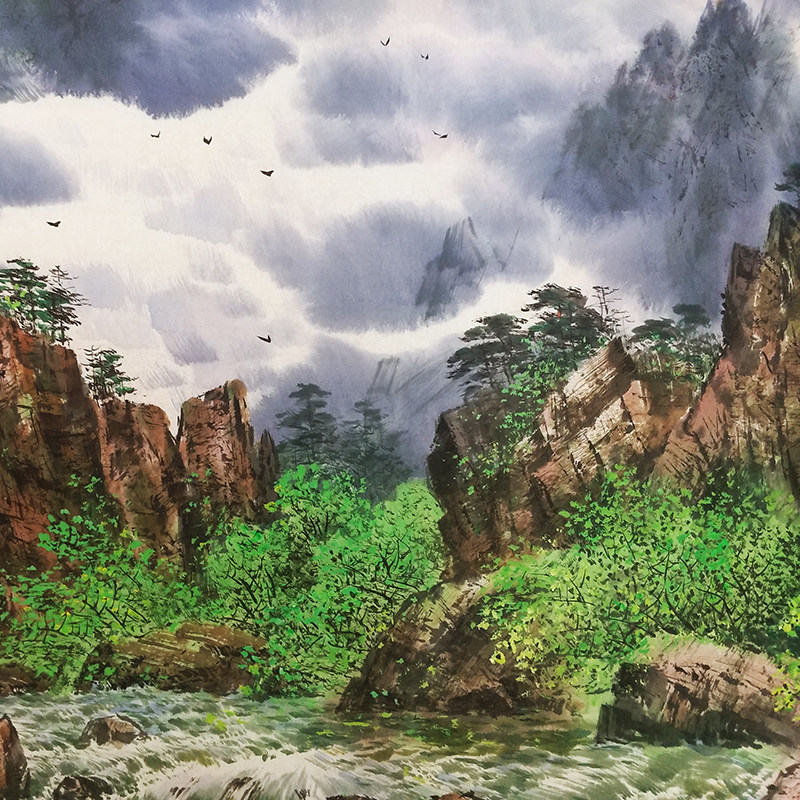 李永学《外金刚山谷的夏天》朝鲜画家