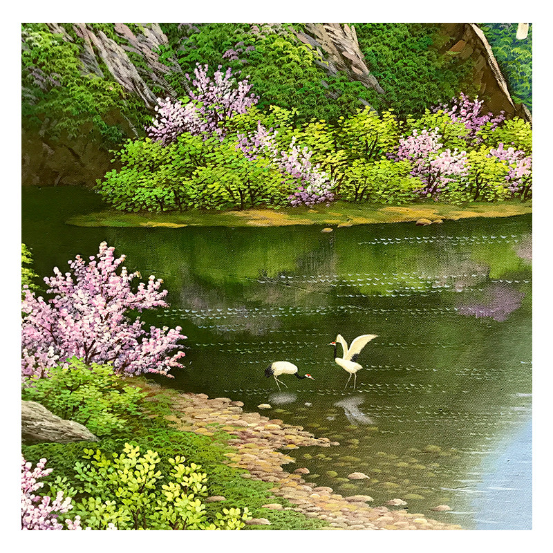 (朝鲜)功勋艺术家李成男1.64米《幽山静水》白虎美术创作社