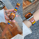 适用苹果S10手表iwatch S9表带彩色爱心真皮表带S8/7/6/5/4简约百搭Ultra 3/2 潮款42mm/38/46高级感