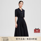 赢智尚outlet 连衣裙2025夏新款高级感短袖X型略松中长款小黑裙