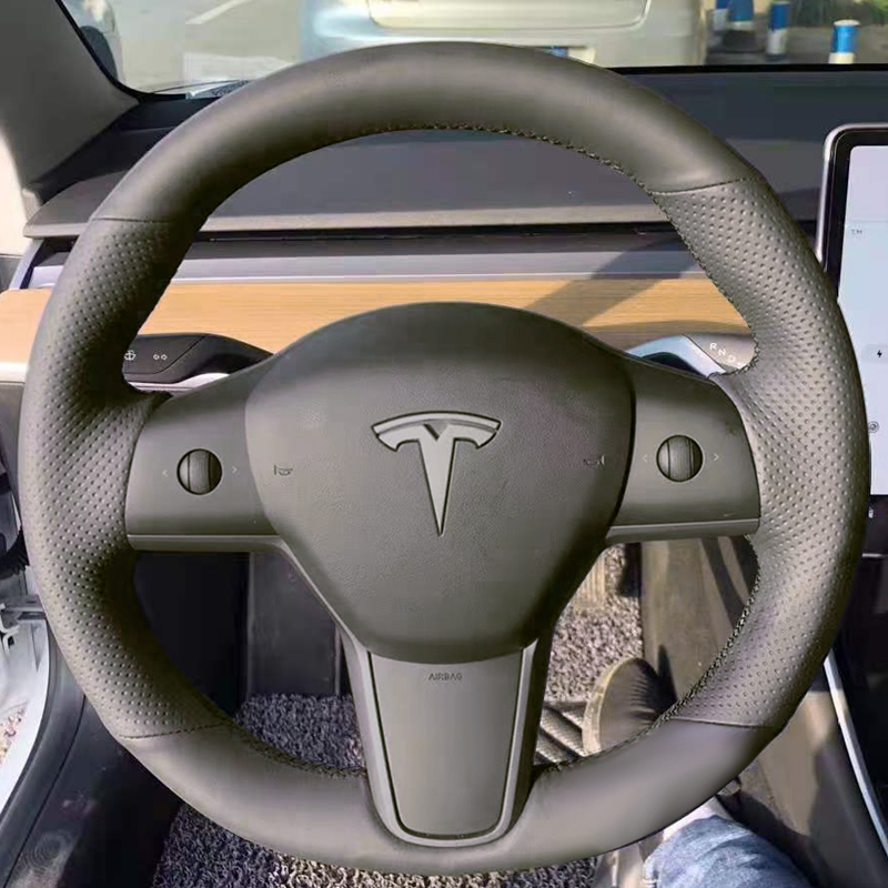 特斯拉方向盘套Model 3 model S model X手缝真皮专用把套21款