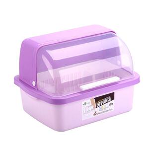 放碗盘柜塑料家用厨房沥水碗架装餐具碗筷碗碟架收纳盒带盖子箱置