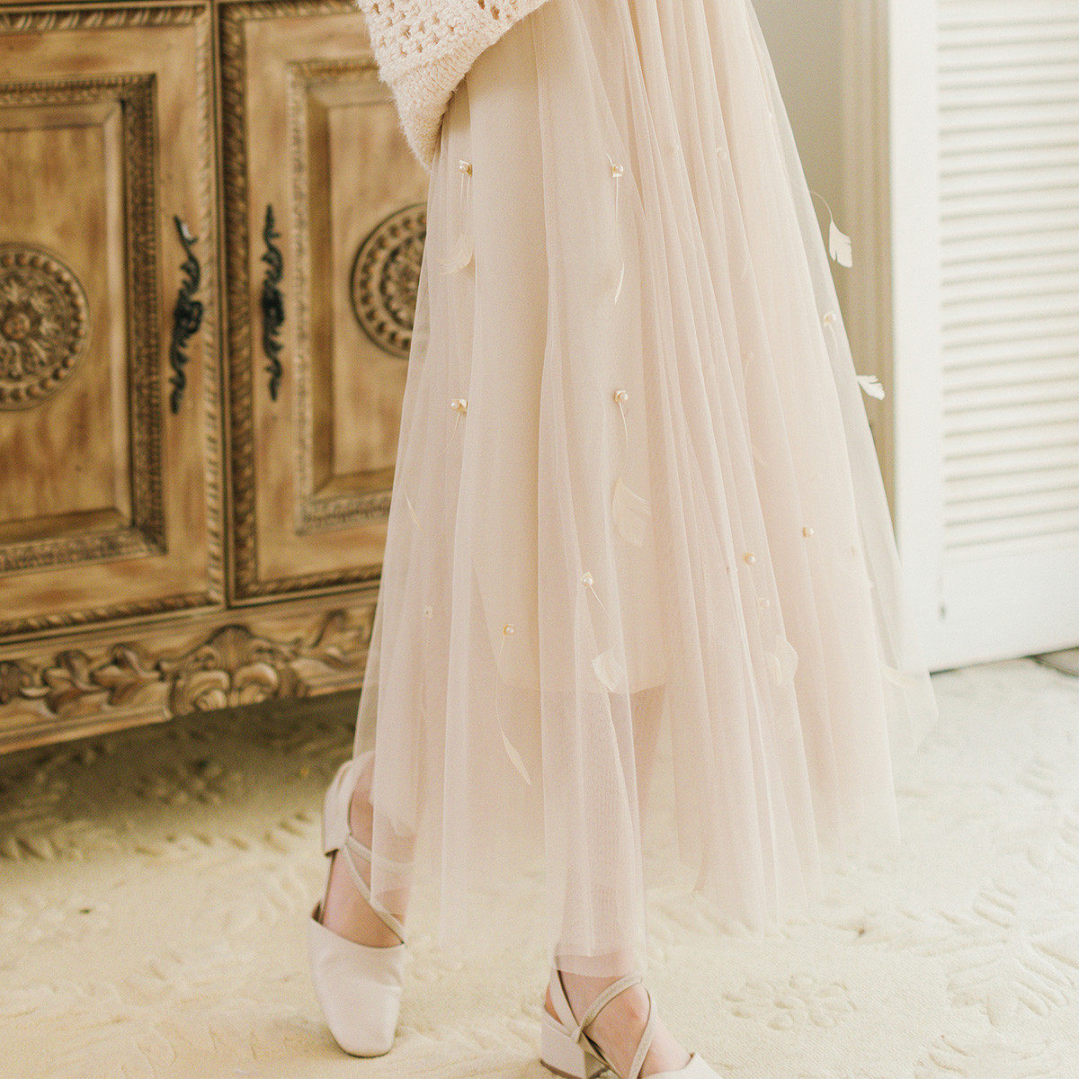 森系很仙的仙女网纱半身裙纱裙复古千层百褶半截裙子2021夏季新款