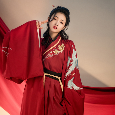 净燃家传统汉服刺绣绣花【禄仙缘】明制披风交领襦裙套
