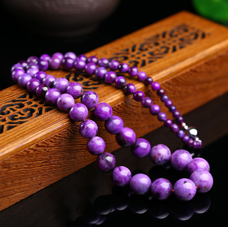 (罕见正紫美色)收藏级天然绝美皇家正紫舒俱来塔链