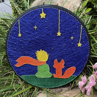 钉子绕线画小王子减压解闷缠线手工diy创意卡通圆形装饰画礼物