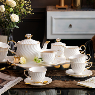 高颜值骨瓷咖啡杯碟套装欧式家用下午茶具整套茶壶陶瓷咖啡杯送礼