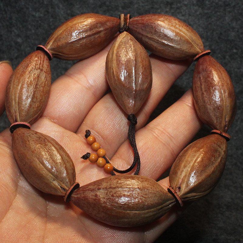 9紫皮素核橄榄胡雕刻精品文玩手链老油核