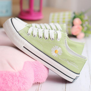 回力秋季网红小雏菊鞋子帆布鞋女韩版百搭初中学生休闲鞋女生大童