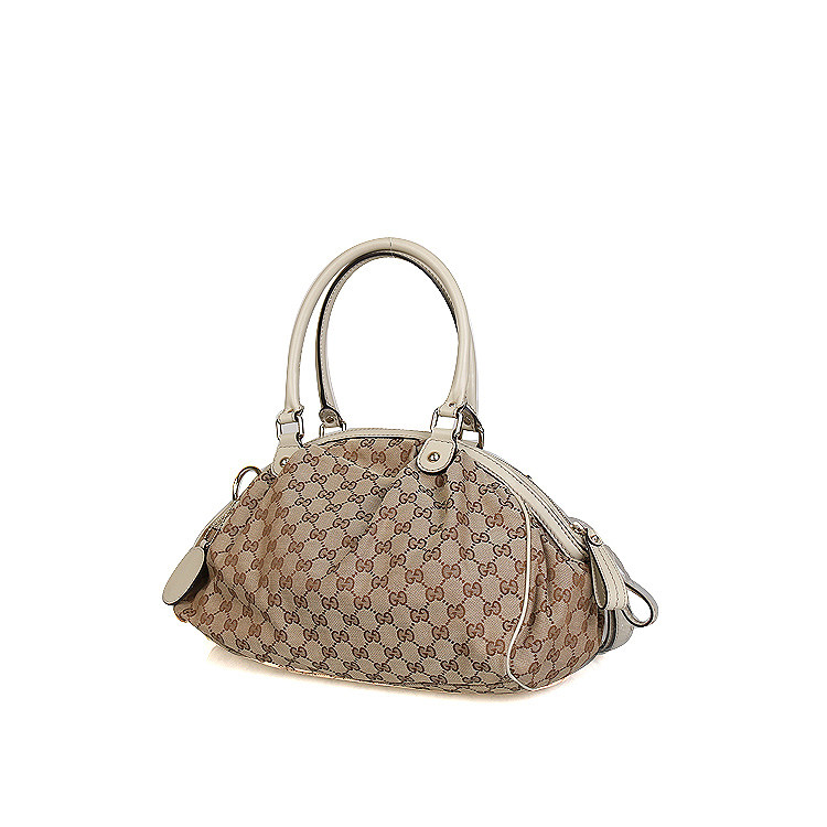 【9.9新】gucci古驰织物配皮单肩经典款手提包饺子包 223974