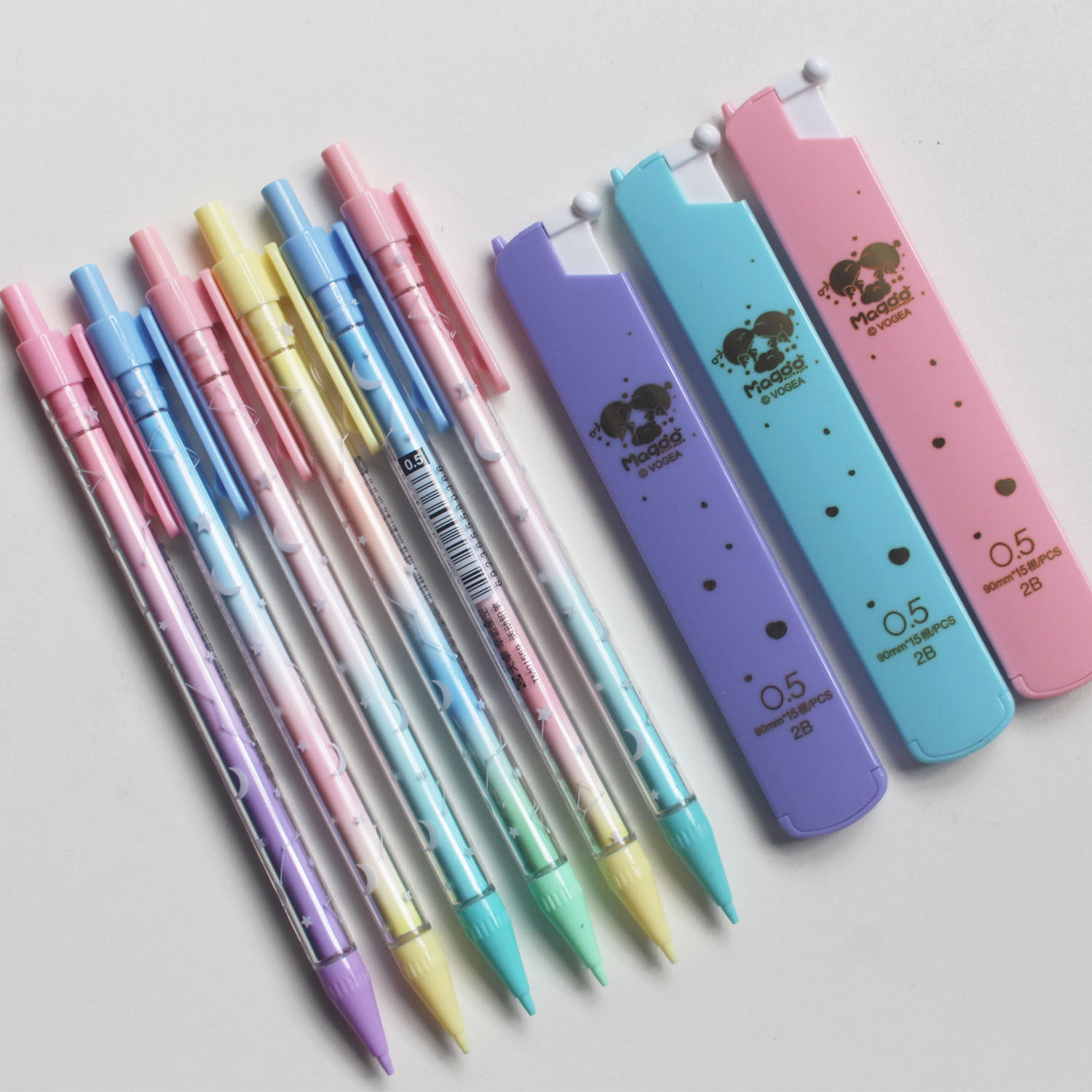 包邮天卓渐变自动铅笔 男女学生可爱活动铅笔 卡通儿童文具0.