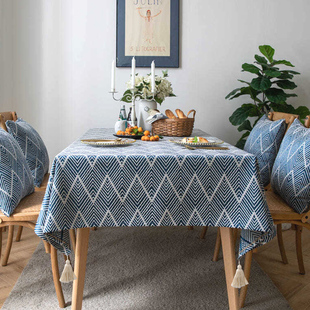 现代简约棉麻餐桌布艺长方形台布轻奢高级感客厅茶几方形书桌盖布