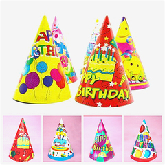 生日帽生日装饰纸帽生日快乐派对幼儿园小朋友儿童礼物彩色尖角帽