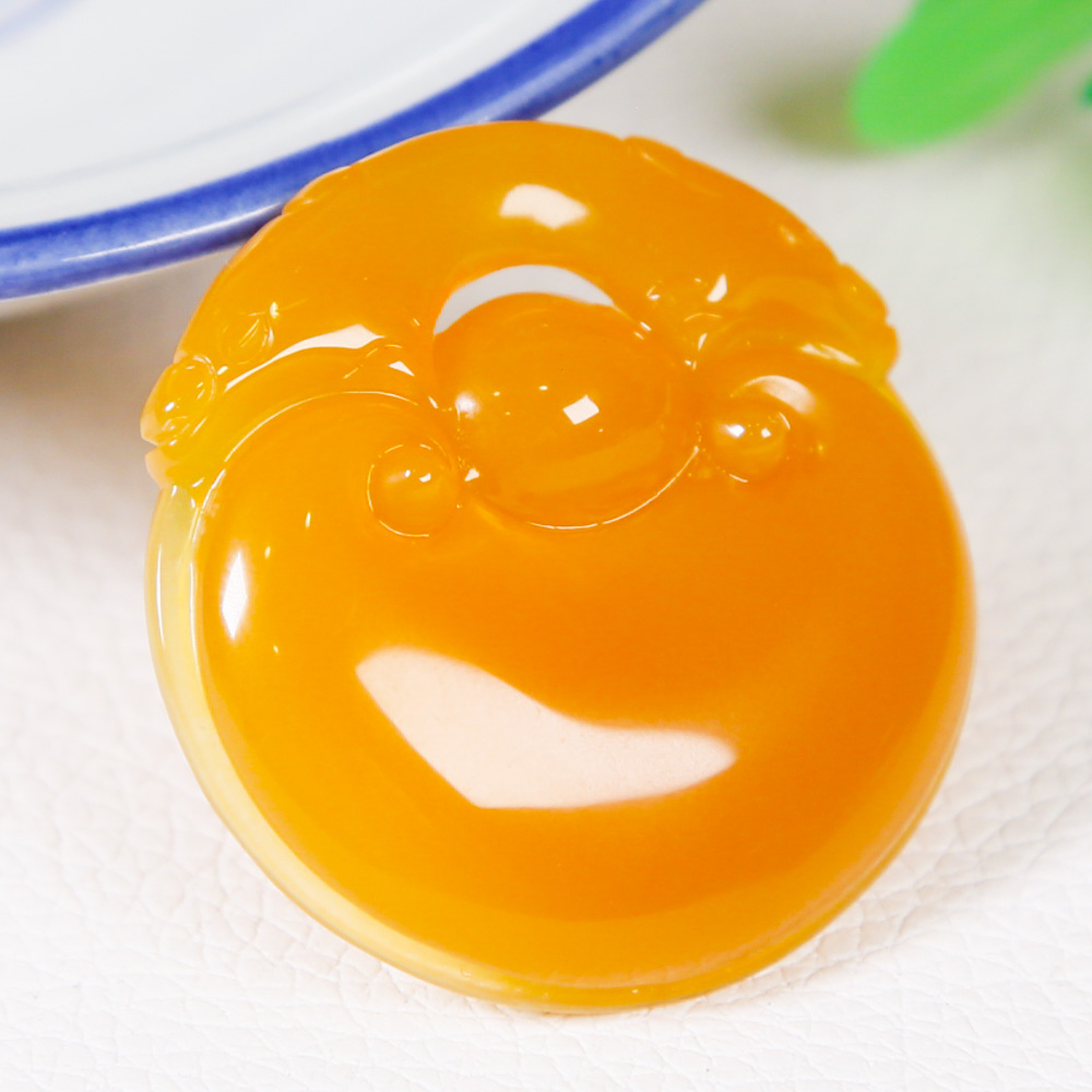 16.27g 精品鸡油黄如意挂件 黄龙玉 fz21-30