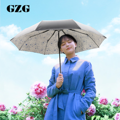 gzg 牡丹黑胶遮阳伞防晒文艺小清新太阳伞防紫外线雨伞折叠韩国女