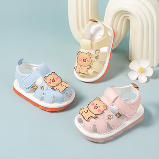 宝宝凉鞋夏季学步0一1-2岁婴儿鞋防滑软底包头叫叫鞋男女宝宝鞋子