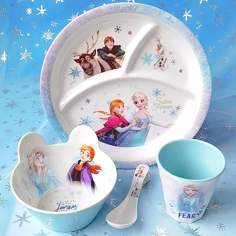 爱莎公主儿童碗勺餐具套装艾莎宝宝防烫大童家用创意可爱小孩碗筷