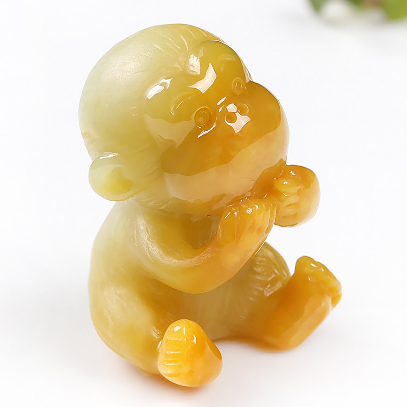老坑冰糯种缅甸翡翠a货猴子吊坠 31.99克