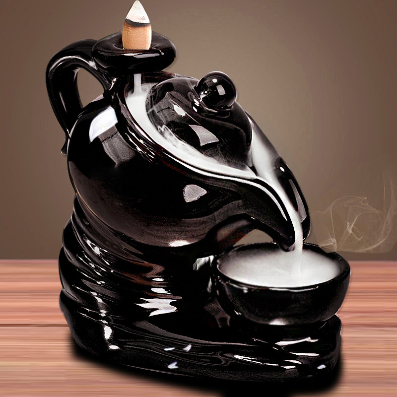 抖音同款茶壶倒流香炉檀香炉摆件 创意 家用室内茶道烟倒流沉香