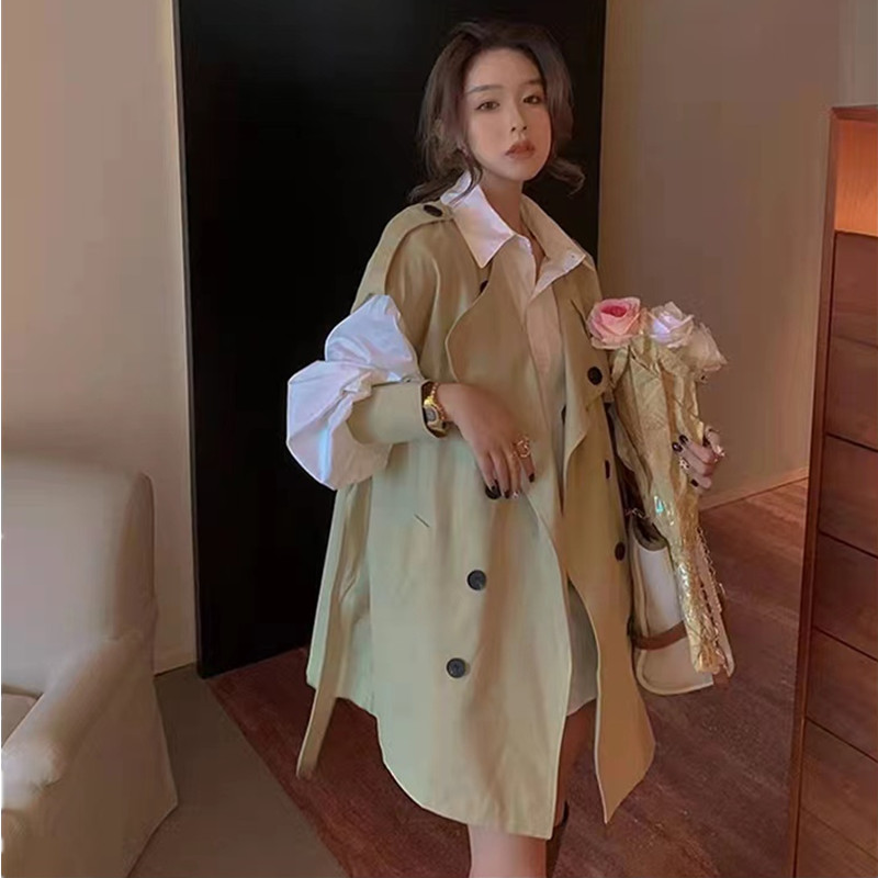 小个子风衣女春秋2022新款流行高级感 气质女韩系假两件穿搭外套