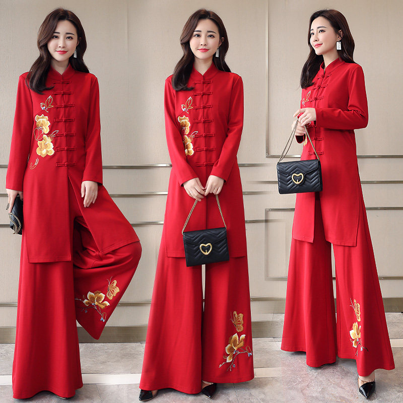 唐装女秋装新款套装时尚改良款大额优惠券