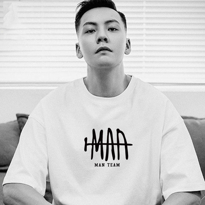 仓石一树陈伟霆同款短袖t恤男休闲印花夏季纯棉ins潮流潮牌圆领白