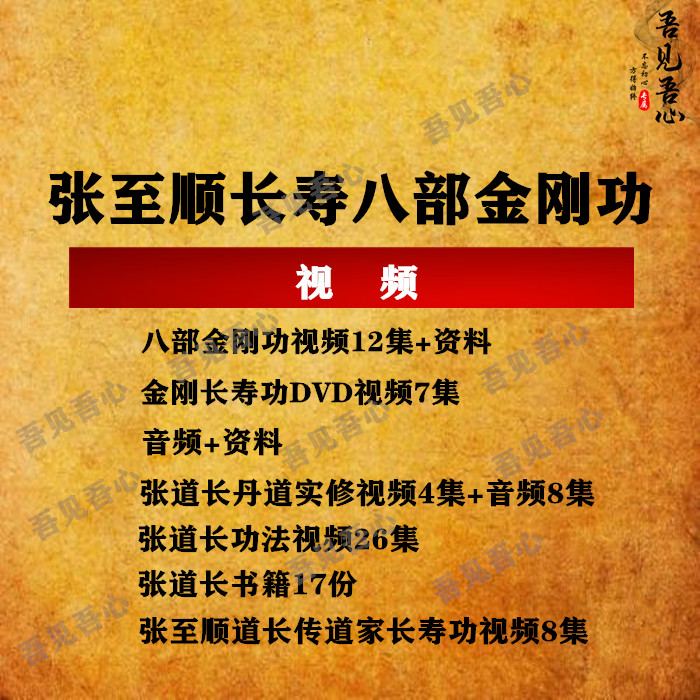 a13-张至顺长寿八部金刚功视pin素材道教武术养生修真米晶子功法
