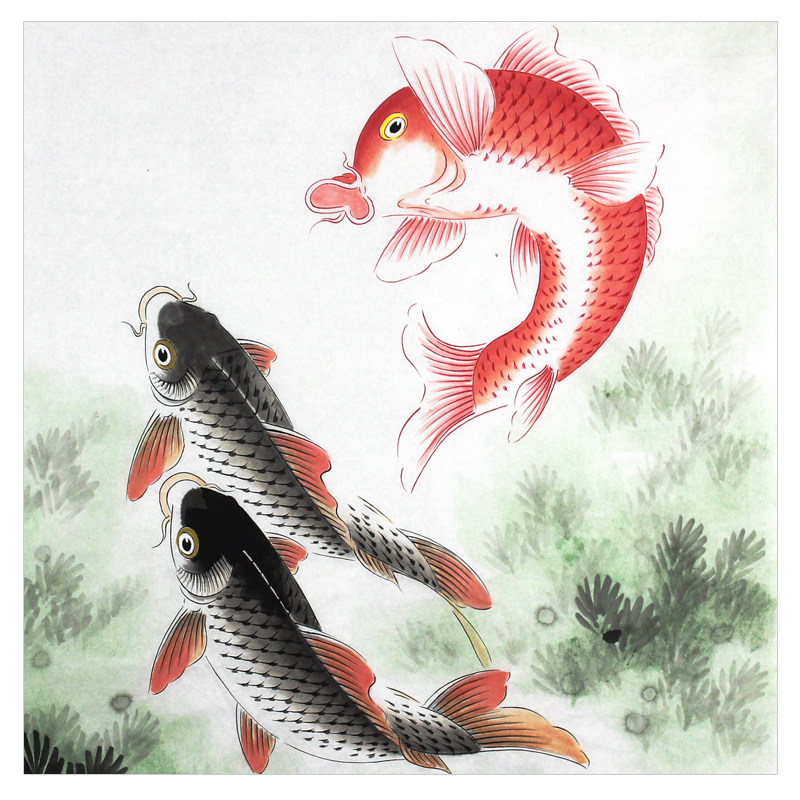 迟明《春暖鱼跃》中国画鲤鱼第一高手 林散之入室弟子 九十四岁