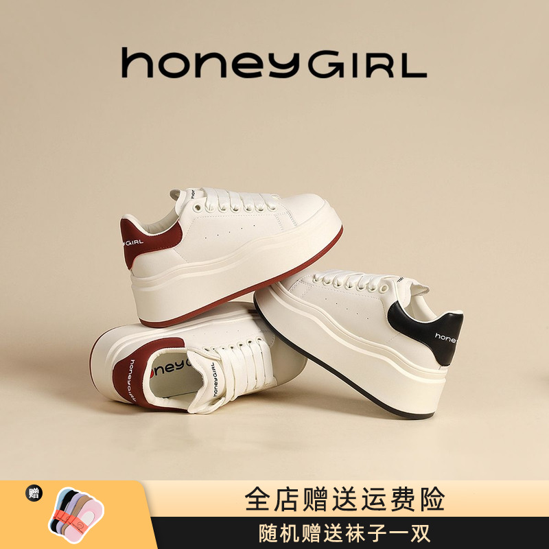 HoneyGIRL厚底小白鞋女鞋2024春季新款鞋子运动鞋休闲鞋板鞋