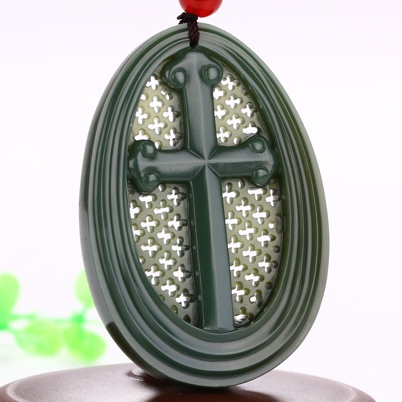 中国玉石雕刻大师【魏玉忠】作品和田玉十字架40.8571克