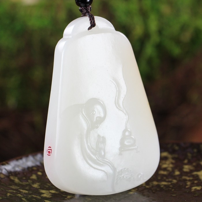 【新疆直供】苏州玉雕名家王磊 和田玉白玉悟道挂件 64.9克