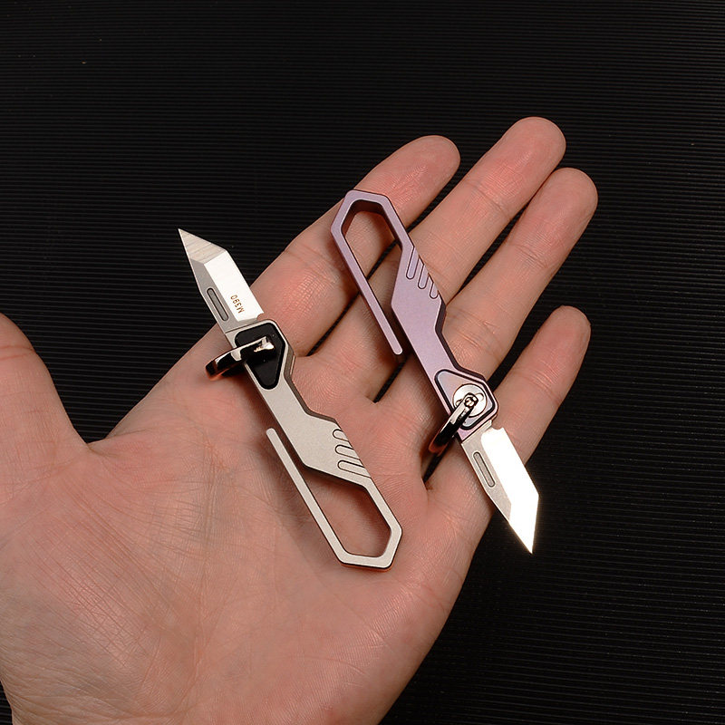 正品tc21钛合金钥匙扣挂件小刀锋利迷你拆快递随身edc工具折叠刀