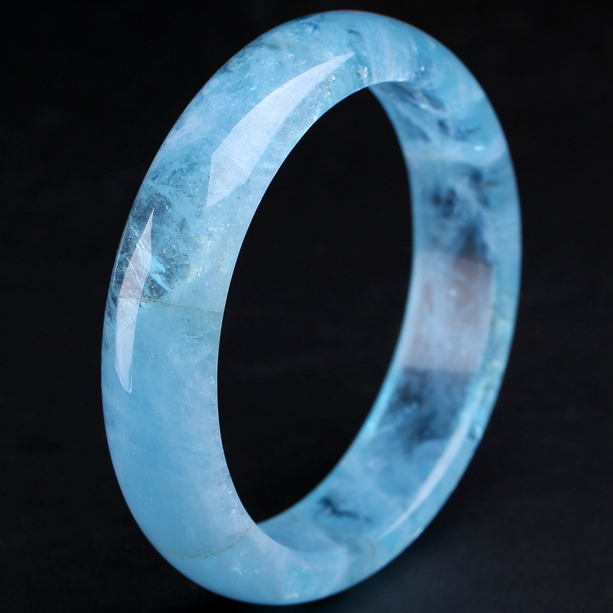 54.95g 纯天然海蓝宝手镯 晶体温润 色泽耀眼 保驾护航