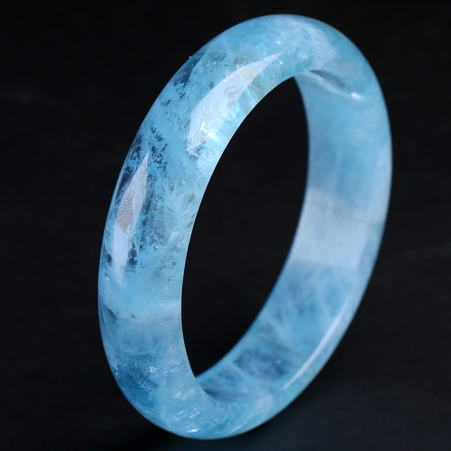 54.95g 纯天然海蓝宝手镯 晶体温润 色泽耀眼 保驾护航