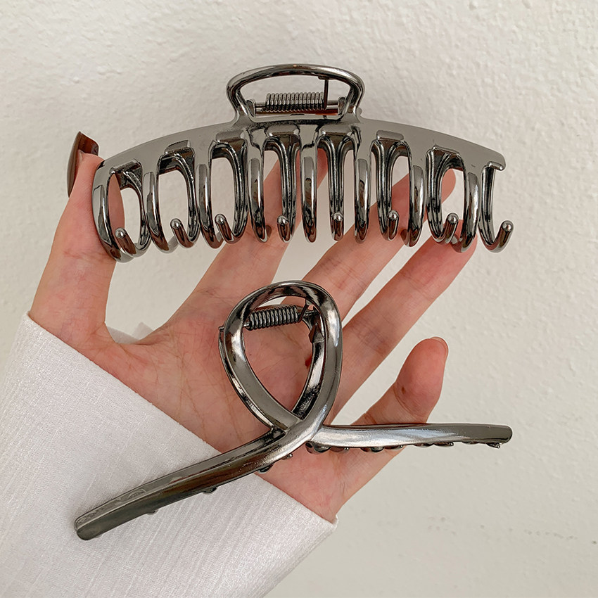 金属枪黑盘发抓夹女大号发卡夹子头饰发夹后脑勺高级感鱼骨鲨鱼夹