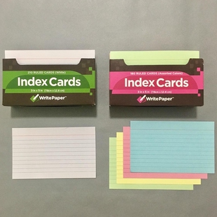 【UP主安利】Index Cards 索引卡 美式便签卡片 方格/横线 彩色 书签 英语单词 复习 考研 加厚 无粘性 随身