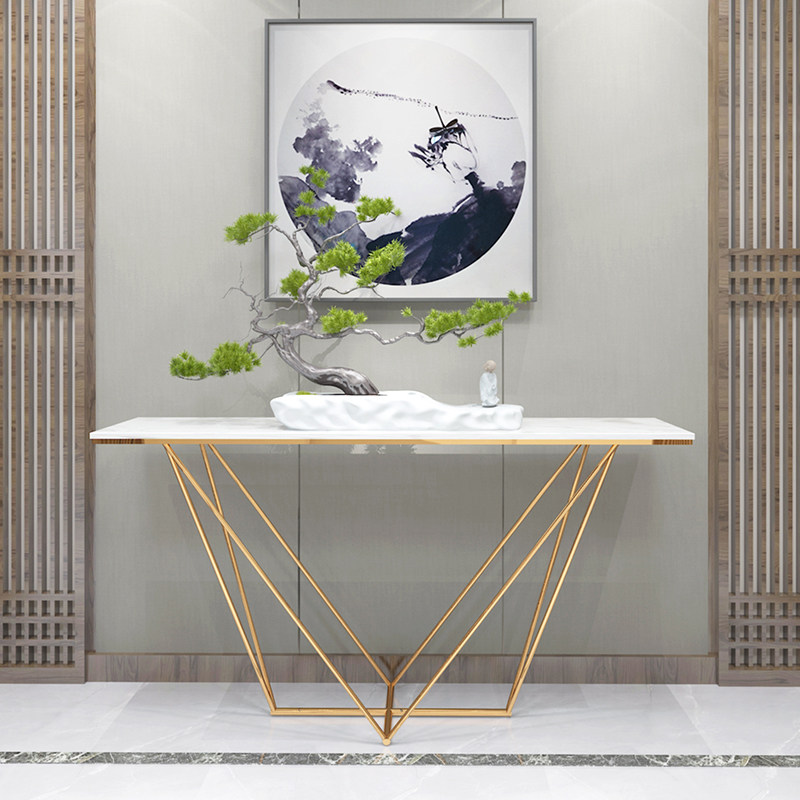 现代简约轻奢不锈钢端景台客厅过道玄关桌条案售楼部玄关桌玄关柜