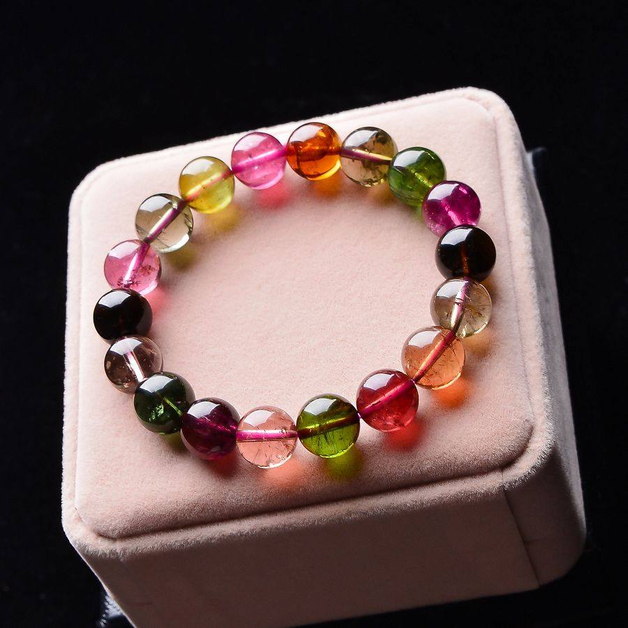 绝品大颗 老坑玻璃体碧玺手链 美艳 超通透 油润 11.25mm 39.74克