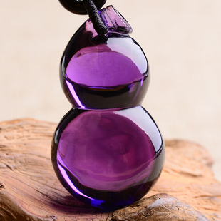 正品天然紫水晶吊坠紫晶葫芦项链男女款挂坠送女友生日礼物包邮