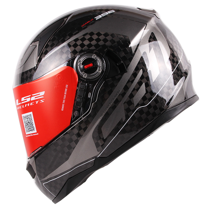 LS2头盔双镜片碳纤维摩托车头盔防雾全盔气囊机车墨镜四季冬男女